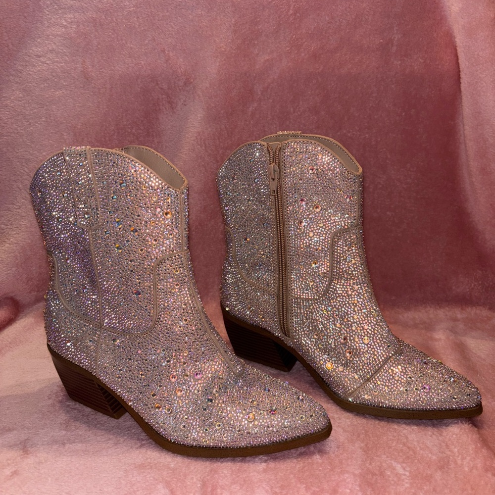 Elegant Rhinestone Ankle Booties